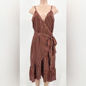 NWT Sugarlips Pretty Woman Satin Polka Dot Wrap Dress Size Large